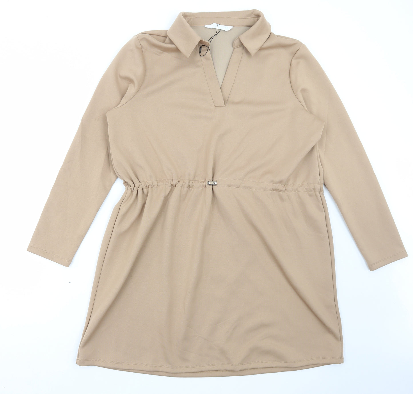 Primark Womens Beige Polyester Fit & Flare Size L Collared Pullover