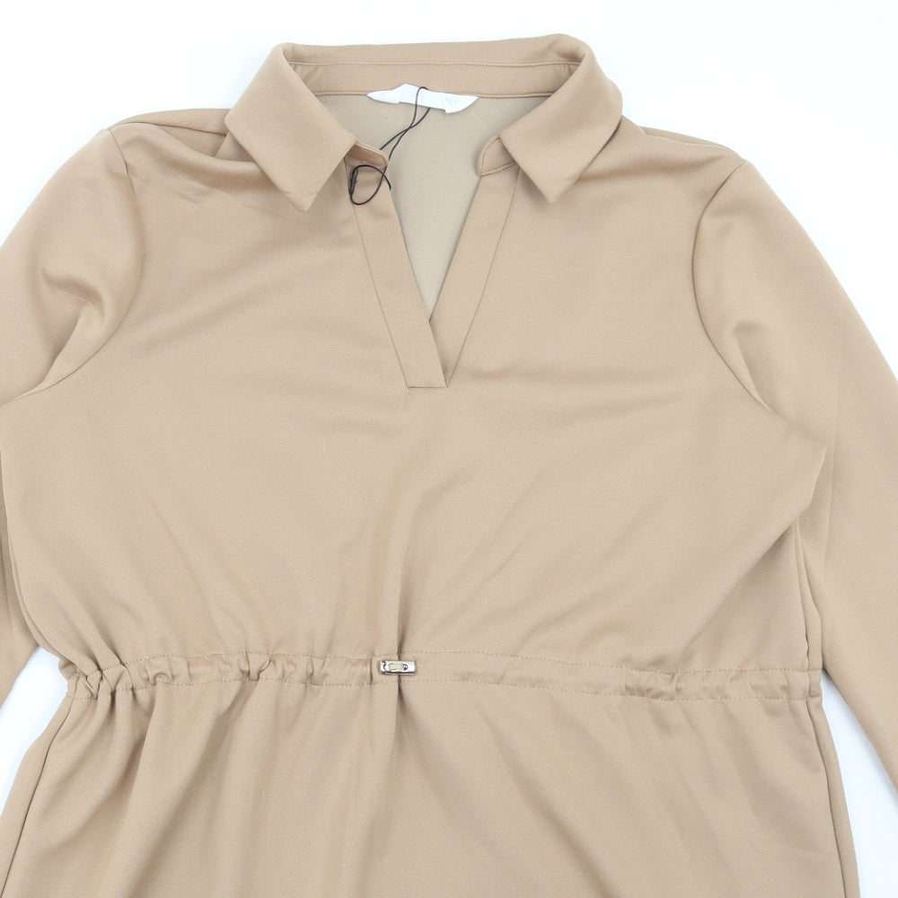 Primark Womens Beige Polyester Fit & Flare Size L Collared Pullover