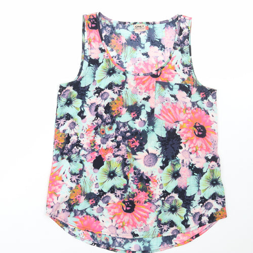 Only Womens Multicoloured Floral Polyester Basic Tank Size 12 Round Neck