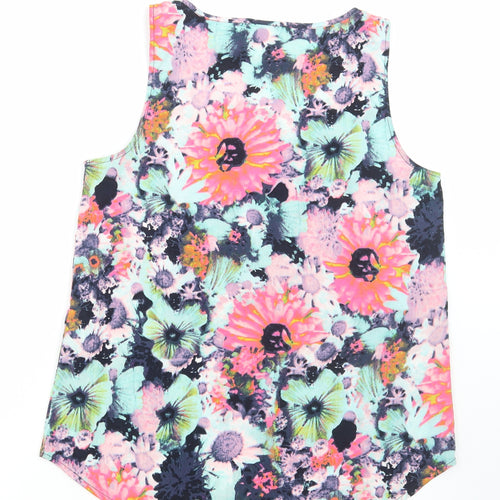 Only Womens Multicoloured Floral Polyester Basic Tank Size 12 Round Neck