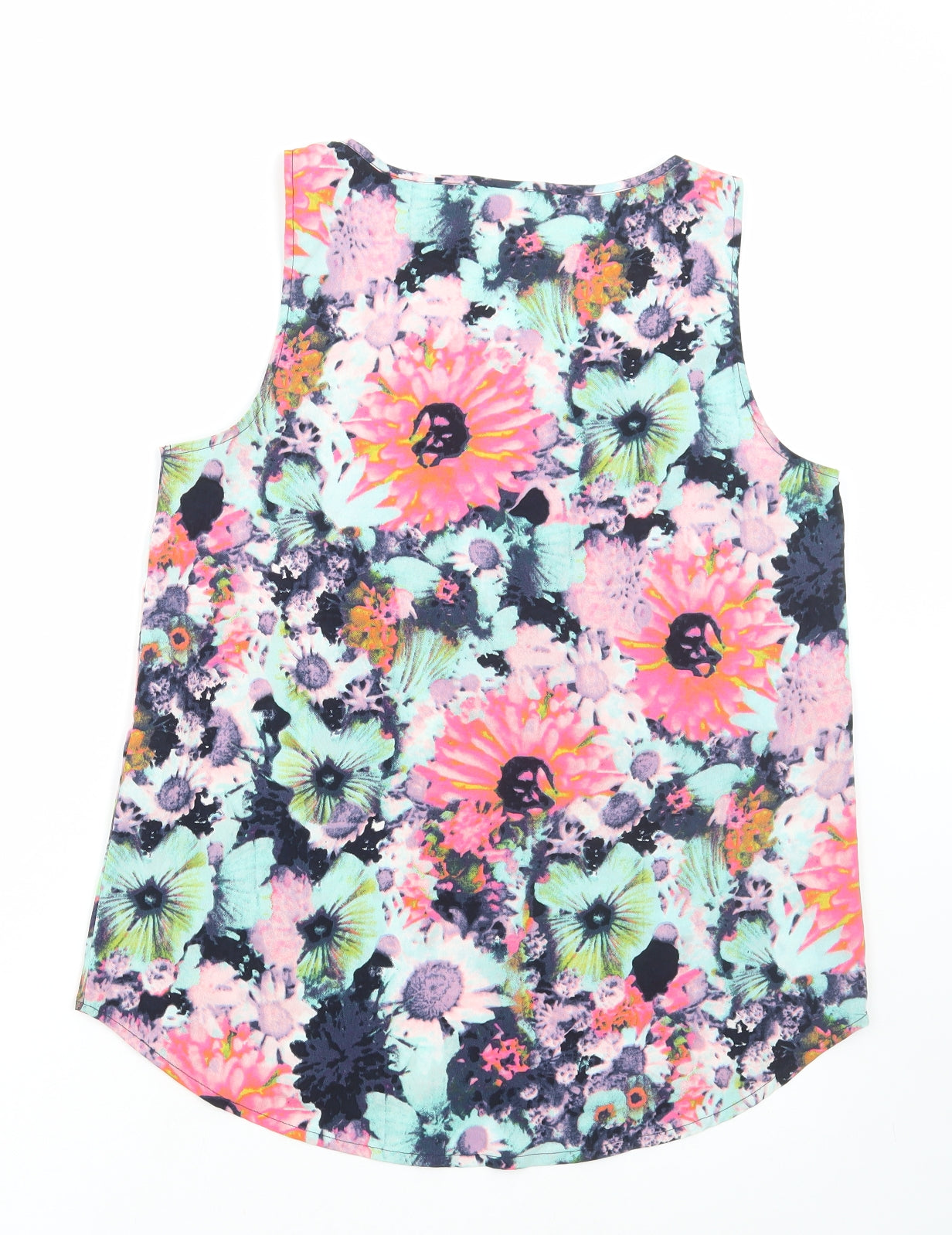 Only Womens Multicoloured Floral Polyester Basic Tank Size 12 Round Neck