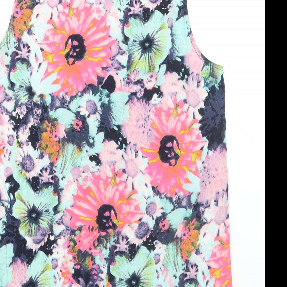 Only Womens Multicoloured Floral Polyester Basic Tank Size 12 Round Neck