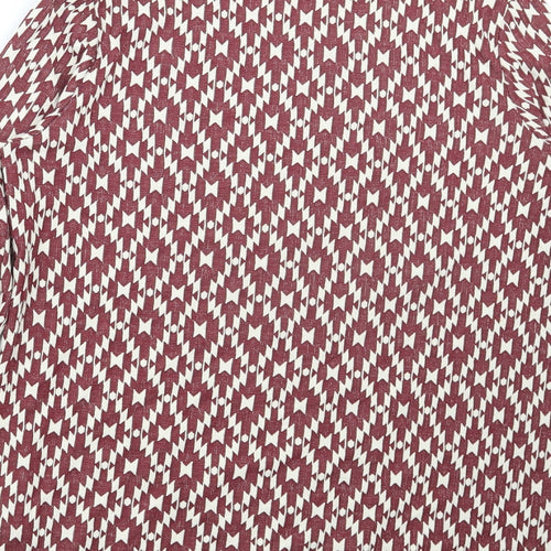 H&M Womens Red V-Neck Argyle/Diamond Polyester Cardigan Jumper Size M