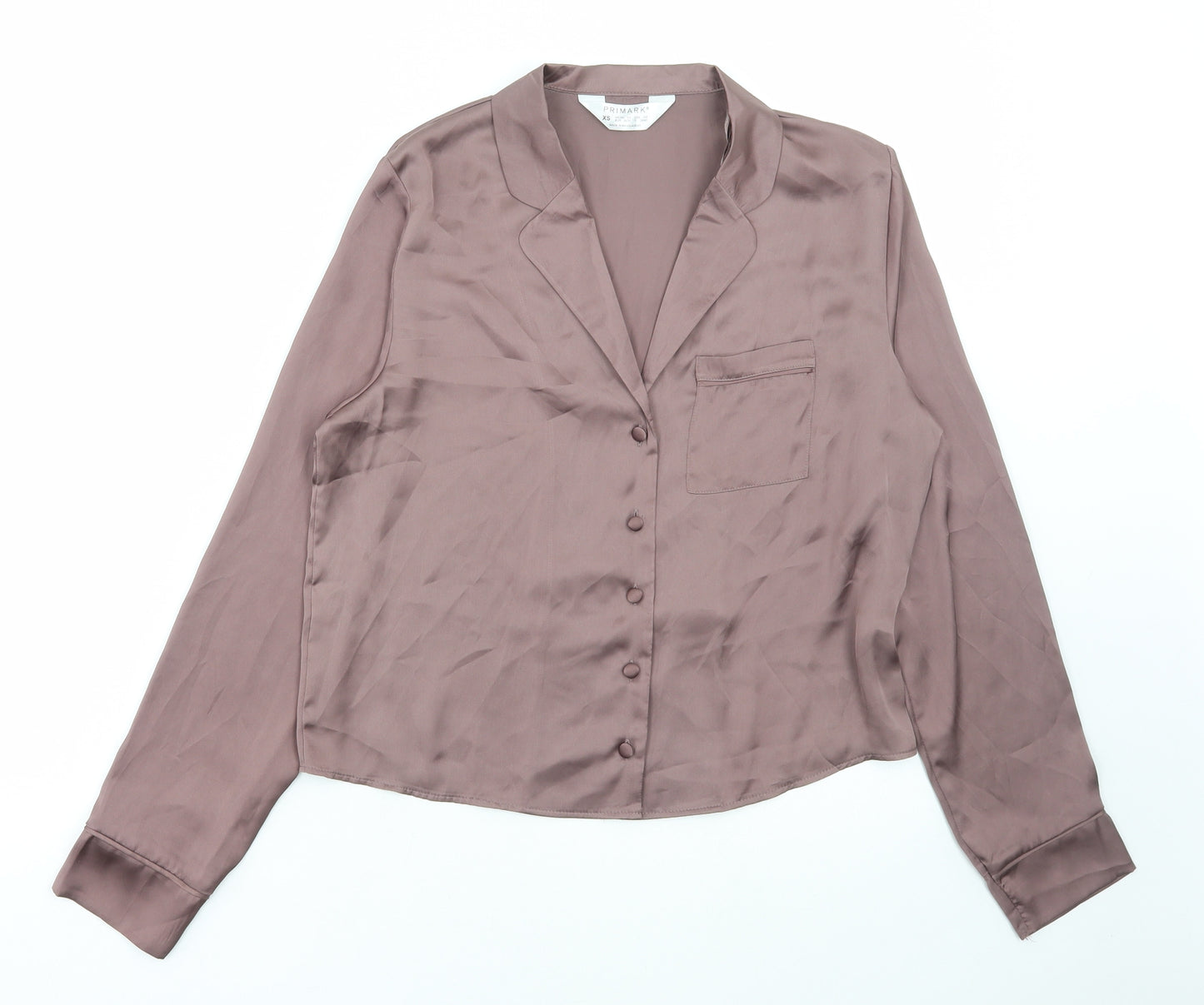 Primark Womens Brown Polyester Basic Blouse Size XS Collared