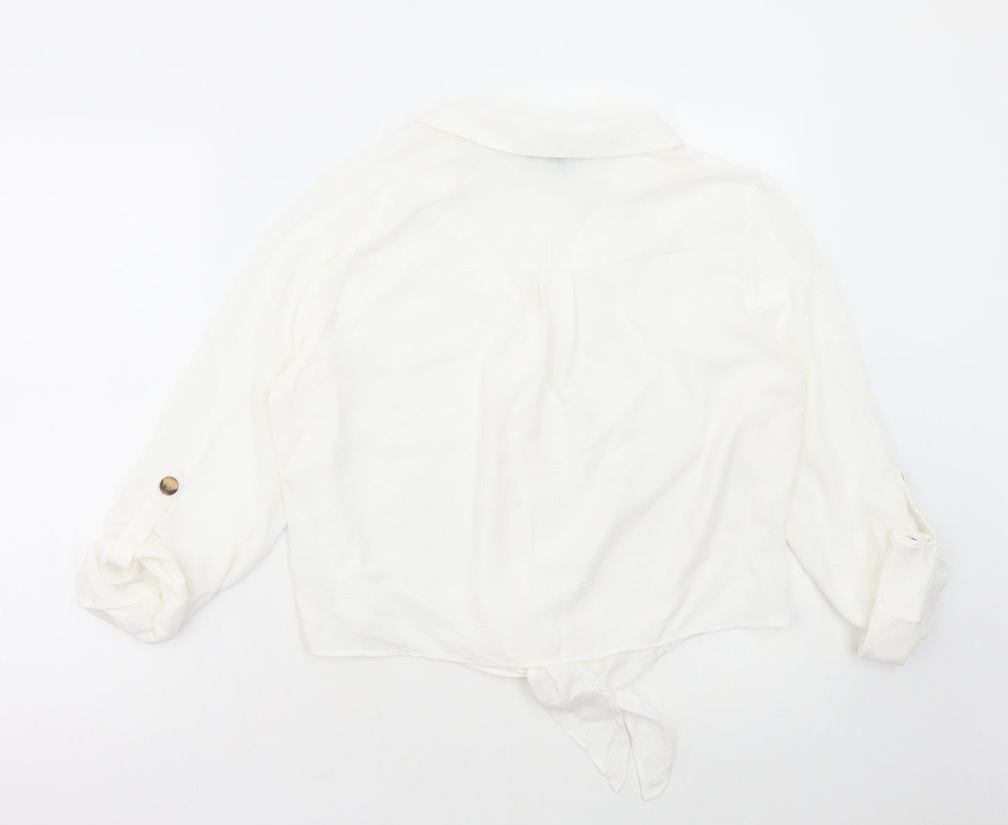 Primark Womens White Polyester Basic Blouse Size 16 Collared