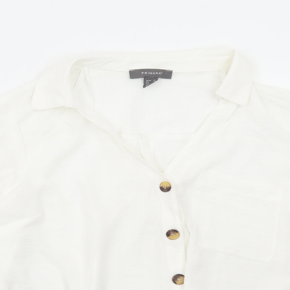 Primark Womens White Polyester Basic Blouse Size 16 Collared