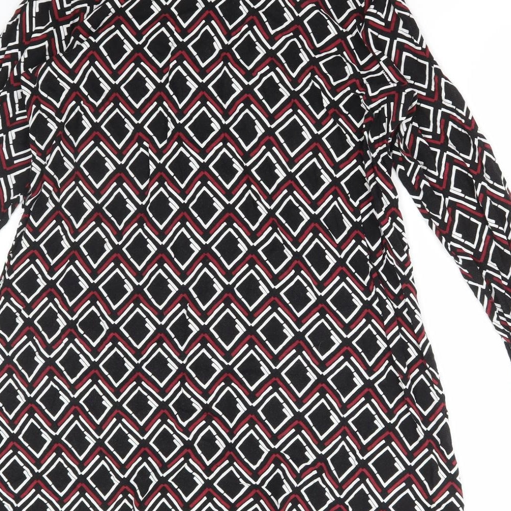 Select Womens Multicoloured Geometric Viscose Shift Size 16 Collared Button