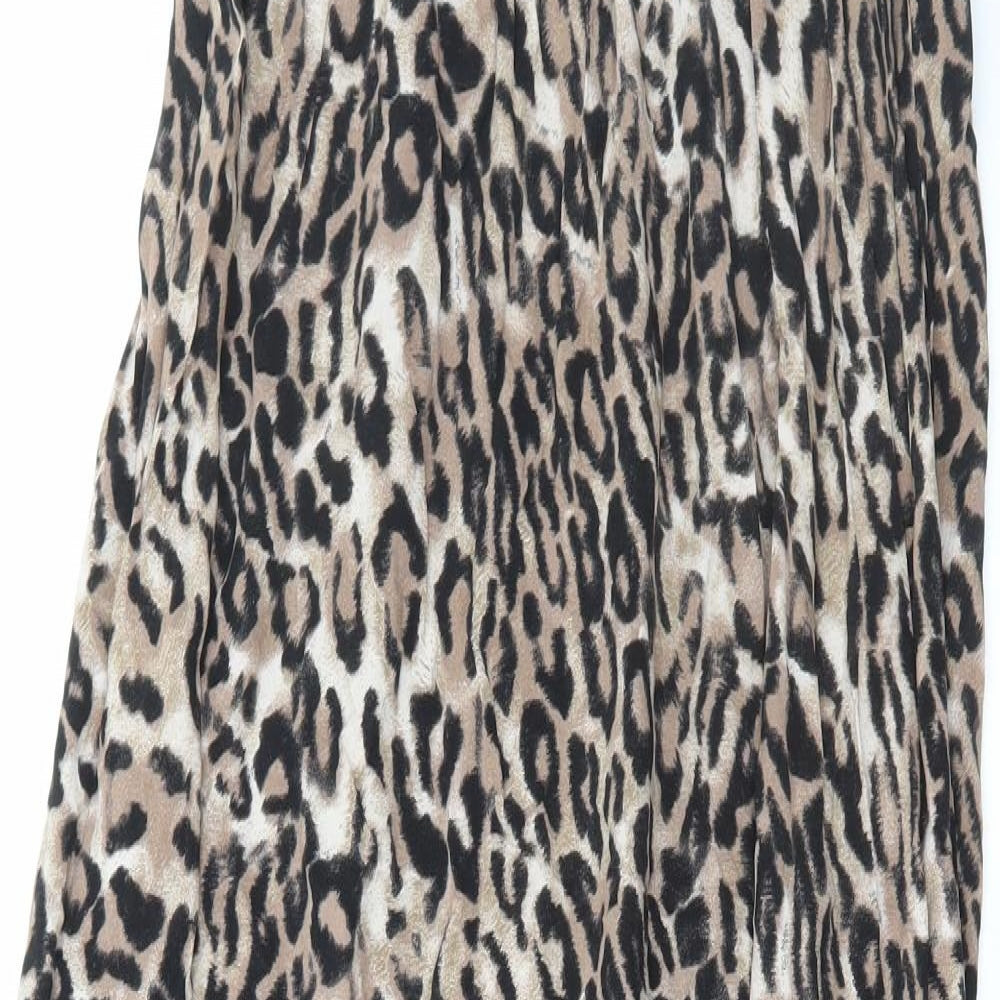 TU Womens Brown Animal Print Viscose Maxi Size 14 V-Neck Pullover