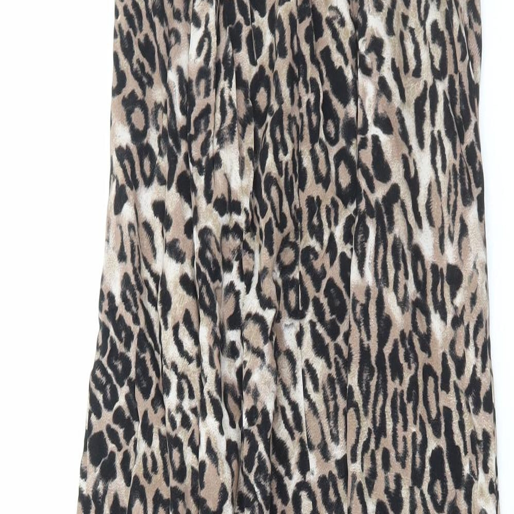 TU Womens Brown Animal Print Viscose Maxi Size 14 V-Neck Pullover