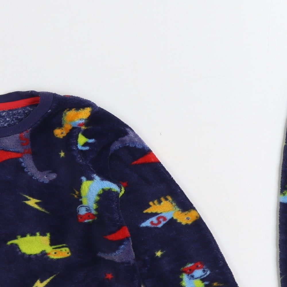 Nutmeg Boys Blue Geometric Polyester Pyjama Set Size 3-4 Years Pullover - Dinosaur