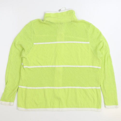 Chicos Womens Green High Neck 100% Cotton Full Zip Jumper Size M