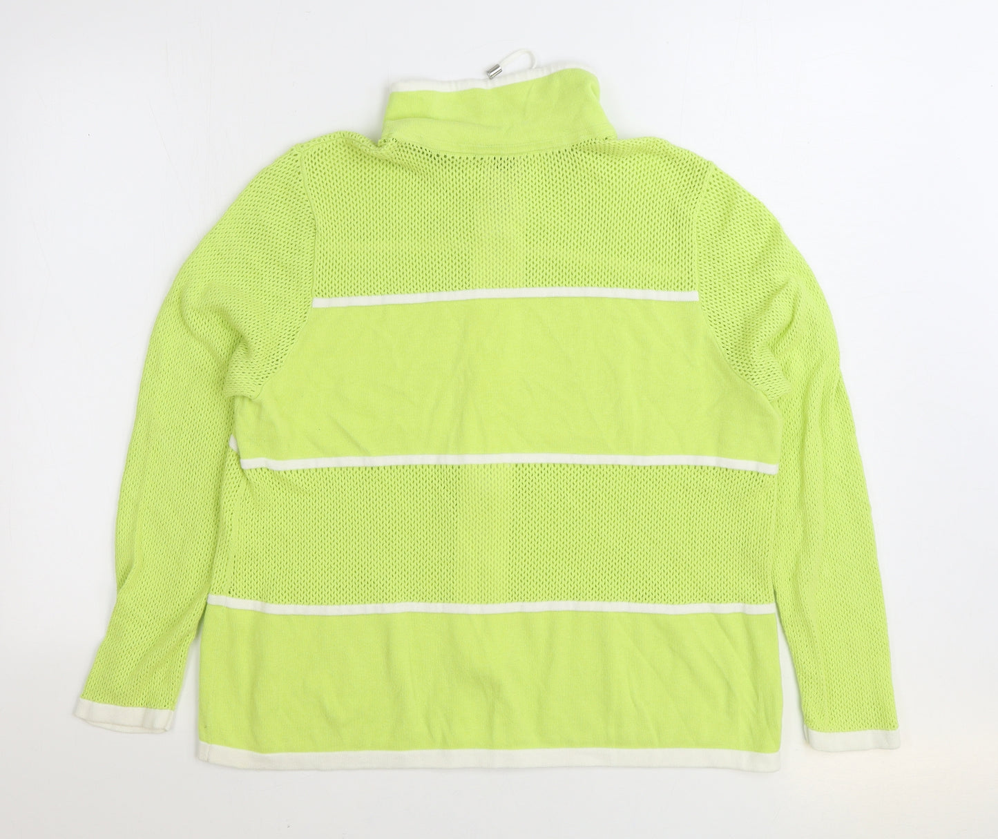 Chicos Womens Green High Neck 100% Cotton Full Zip Jumper Size M