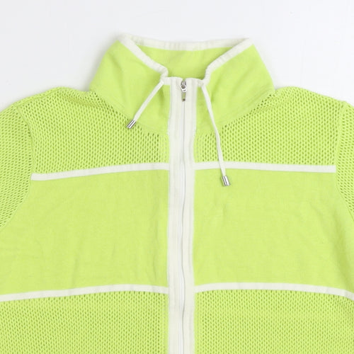 Chicos Womens Green High Neck 100% Cotton Full Zip Jumper Size M