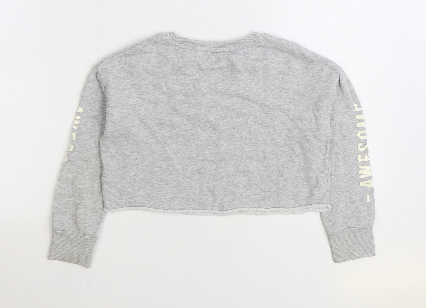 NEXT Girls Grey Cotton Pullover Sweatshirt Size 8 Years Pullover - Unicorn Cropped