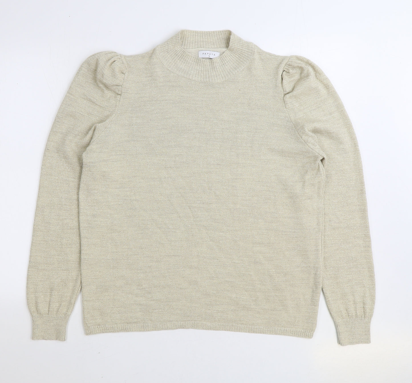 Matalan Womens Beige Round Neck Acrylic Pullover Jumper Size 18
