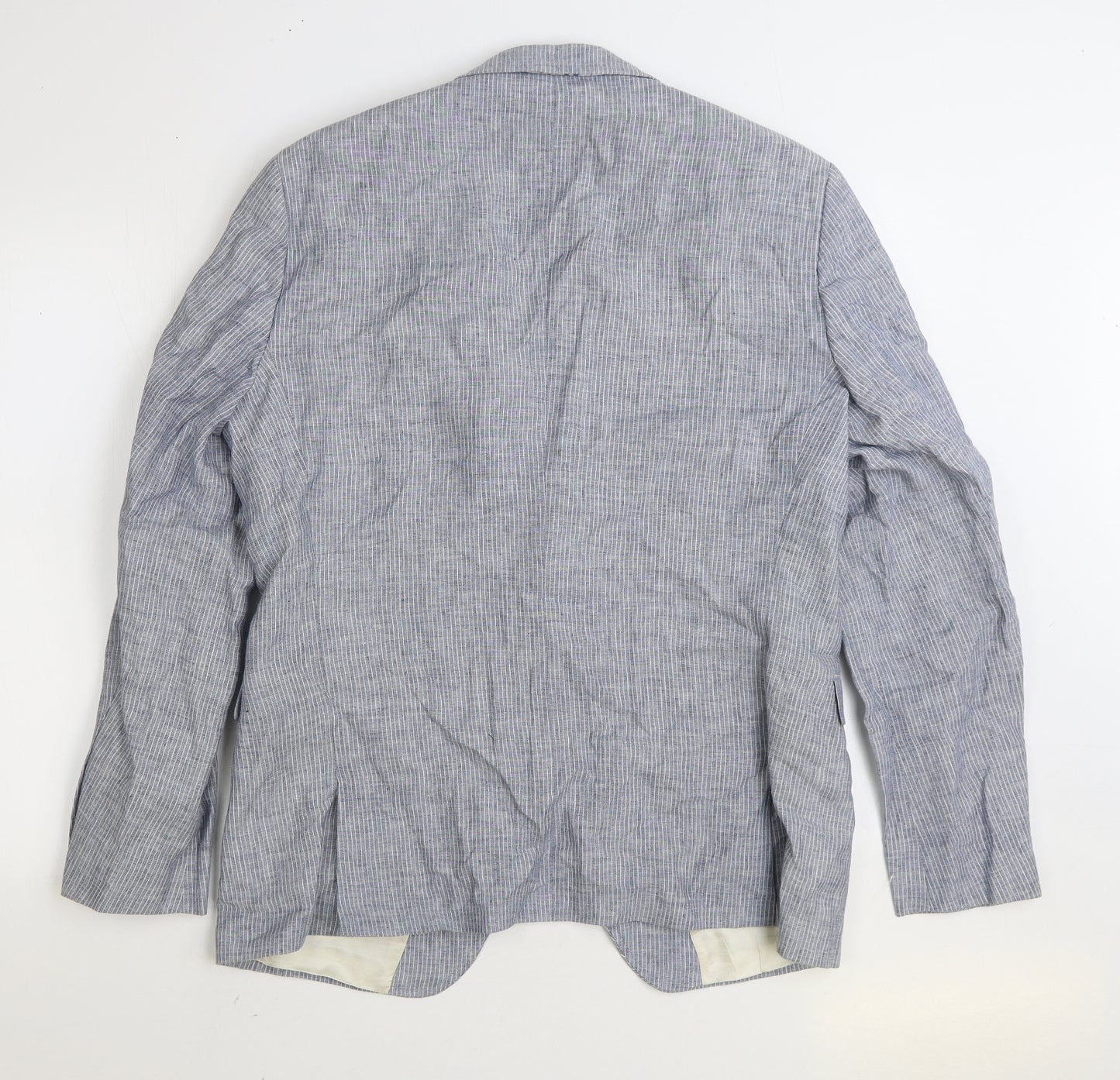 Remus Uomo Jeans Mens Blue Striped Linen Jacket Suit Jacket Size 44