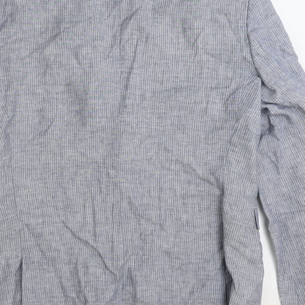 Remus Uomo Jeans Mens Blue Striped Linen Jacket Suit Jacket Size 44