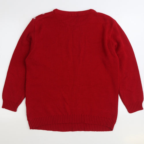 Ryan Mens Red Round Neck Acrylic Pullover Jumper Size M - Christmas Santa