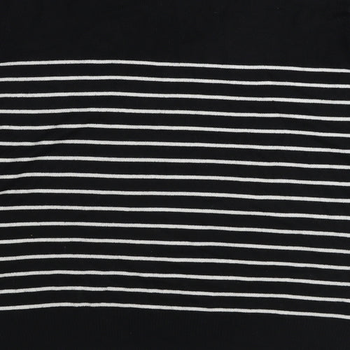 Primark Womens Black V-Neck Striped Acrylic Pullover Jumper Size S