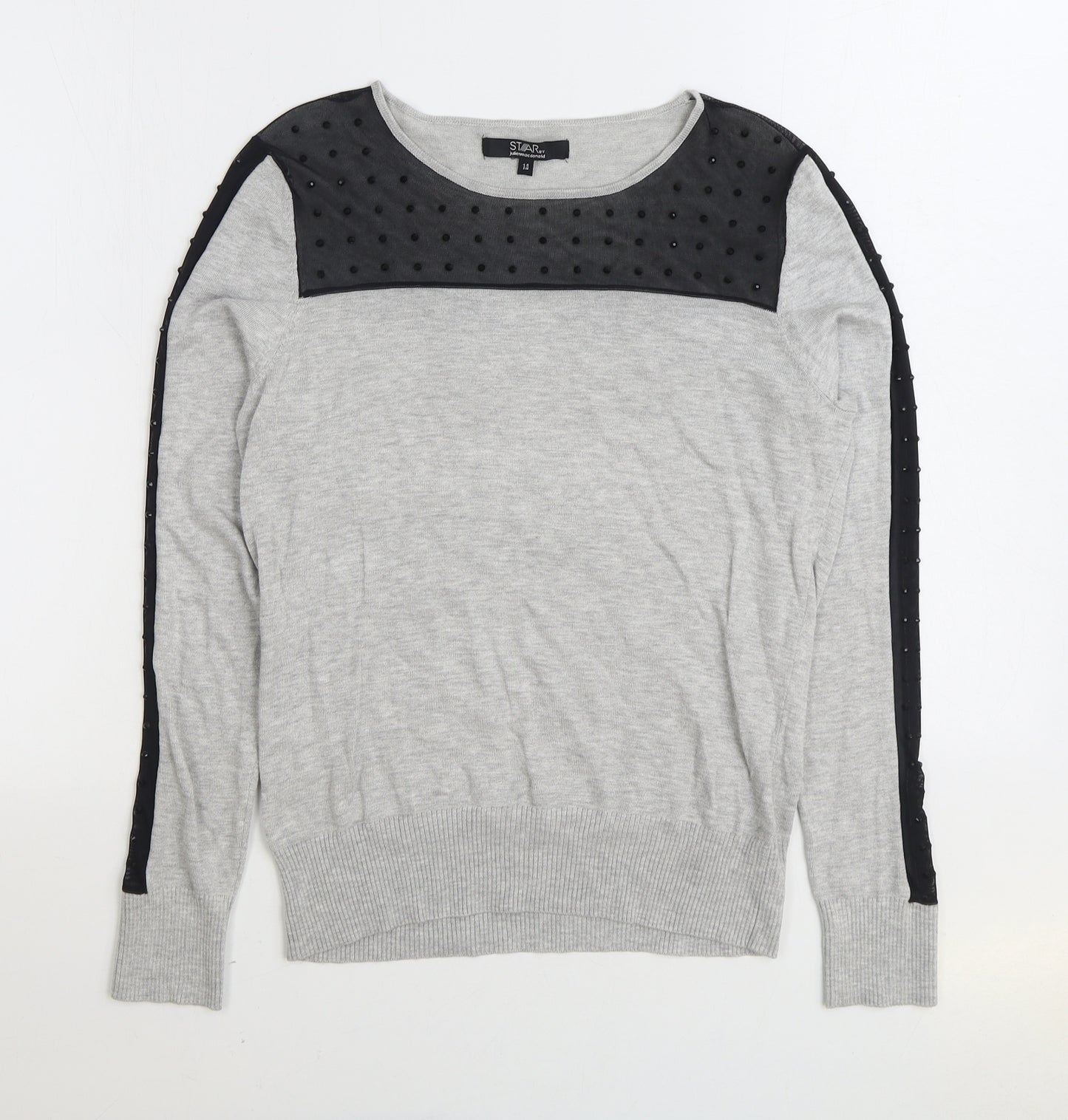 Debenhams Womens Grey Boat Neck Viscose Pullover Jumper Size 14