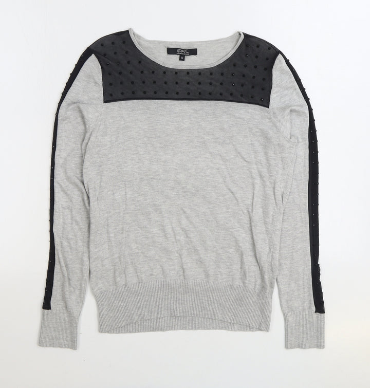 Debenhams Womens Grey Boat Neck Viscose Pullover Jumper Size 14