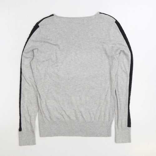 Debenhams Womens Grey Boat Neck Viscose Pullover Jumper Size 14