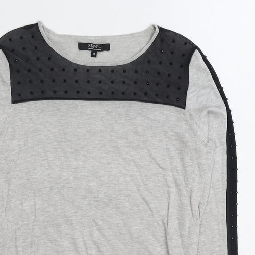 Debenhams Womens Grey Boat Neck Viscose Pullover Jumper Size 14