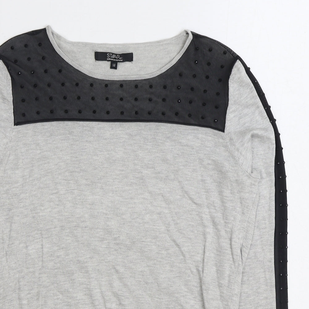 Debenhams Womens Grey Boat Neck Viscose Pullover Jumper Size 14