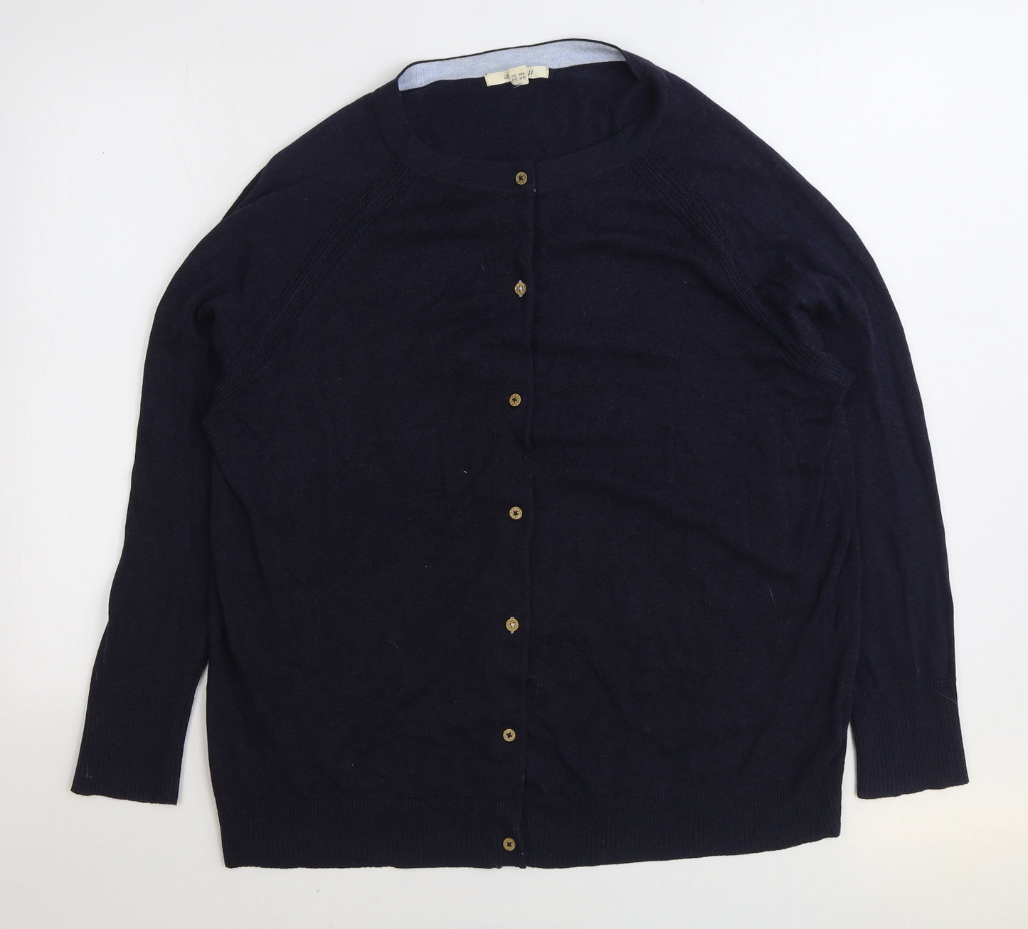 White Stuff Womens Blue Round Neck 100% Cotton Cardigan Jumper Size 22
