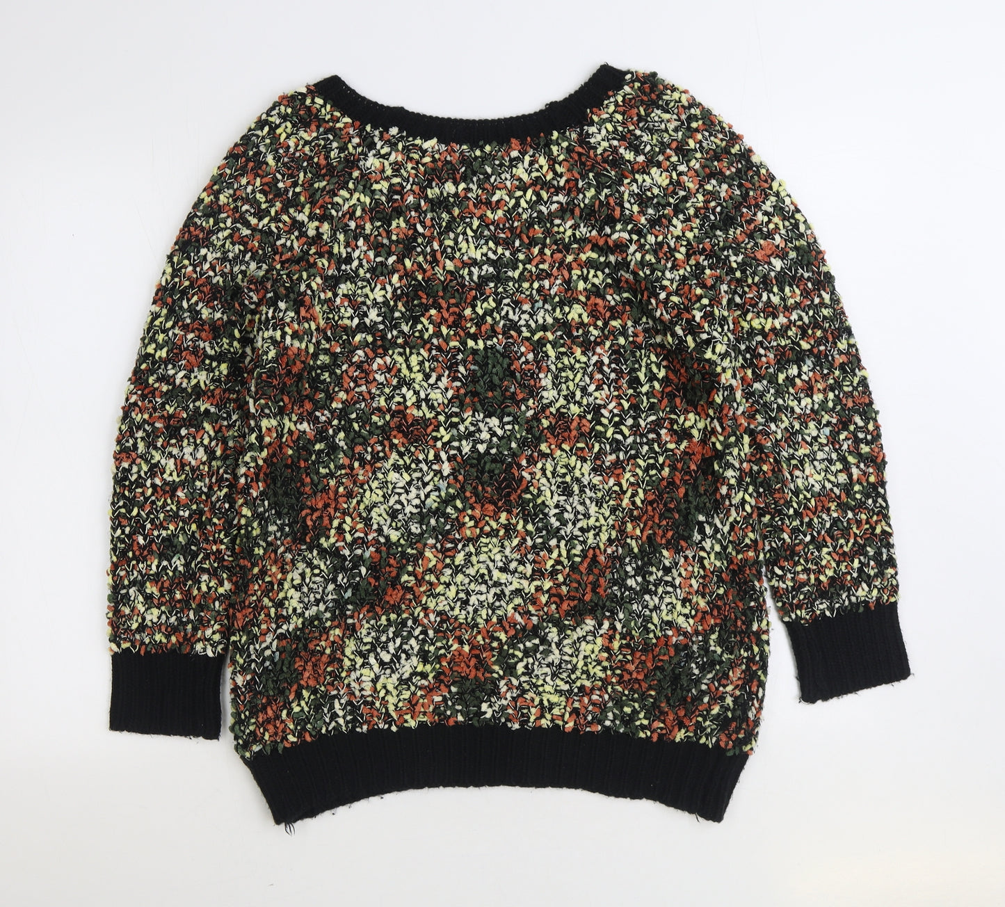 La Femme Womens Multicoloured Boat Neck Geometric Polyester Pullover Jumper Size M