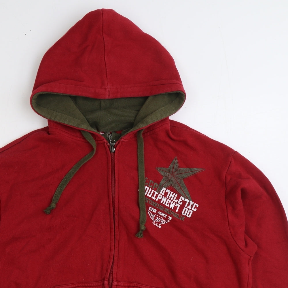 CCCP Mens Red Cotton Full Zip Hoodie Size XL