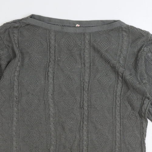 Preworn Womens Grey Boat Neck Acrylic Pullover Jumper One Size
