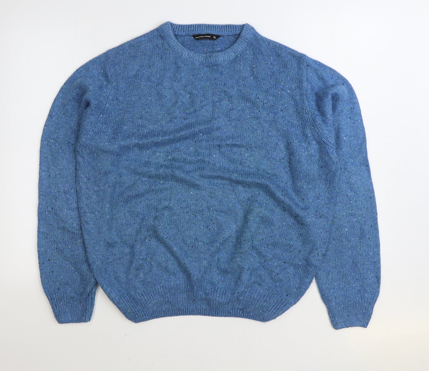 Cedar Wood State Mens Blue Round Neck Acrylic Pullover Jumper Size XL