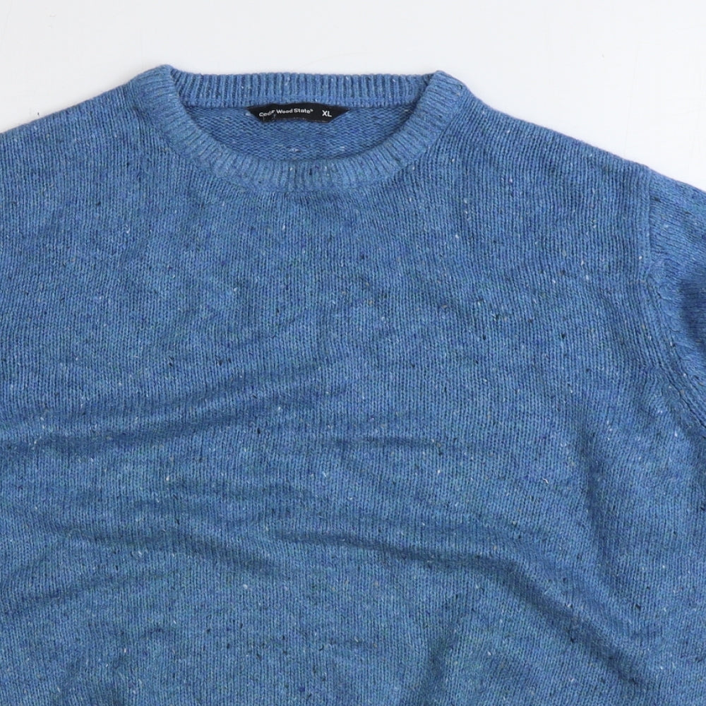 Cedar Wood State Mens Blue Round Neck Acrylic Pullover Jumper Size XL