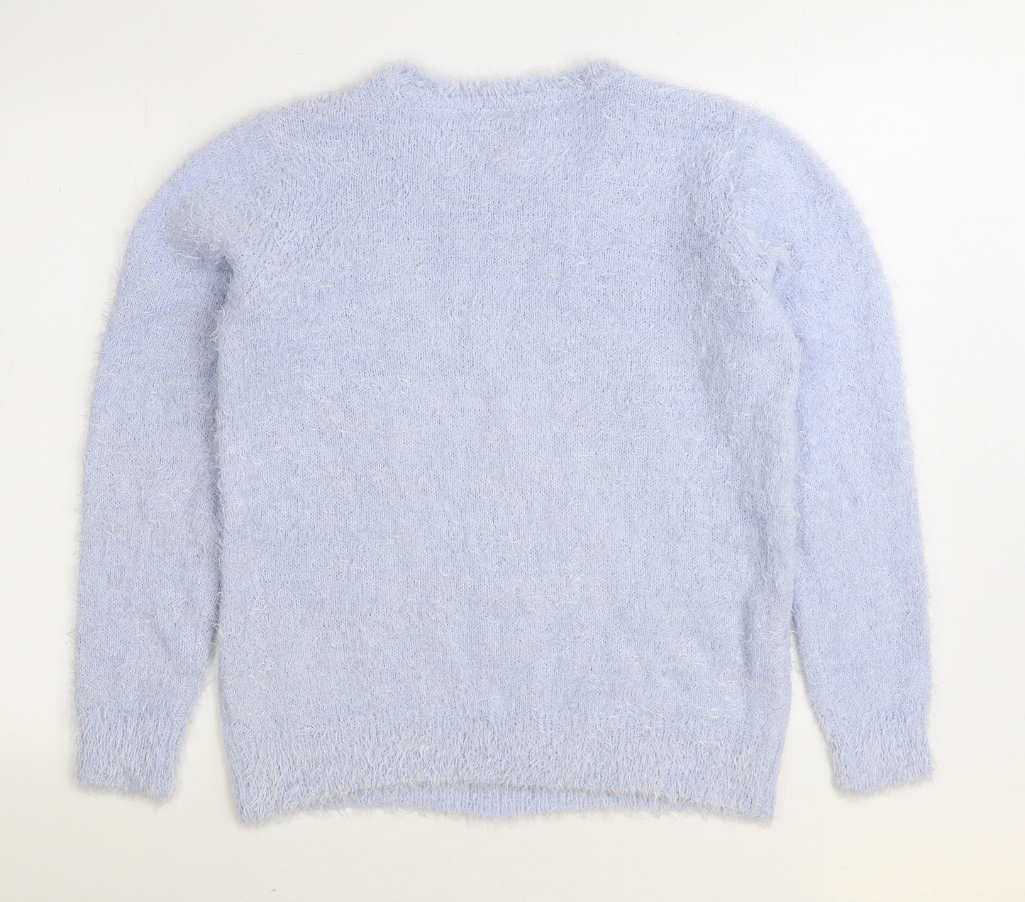 George Womens Blue Round Neck Polyester Pullover Jumper Size 12 - Christmas Unicorn