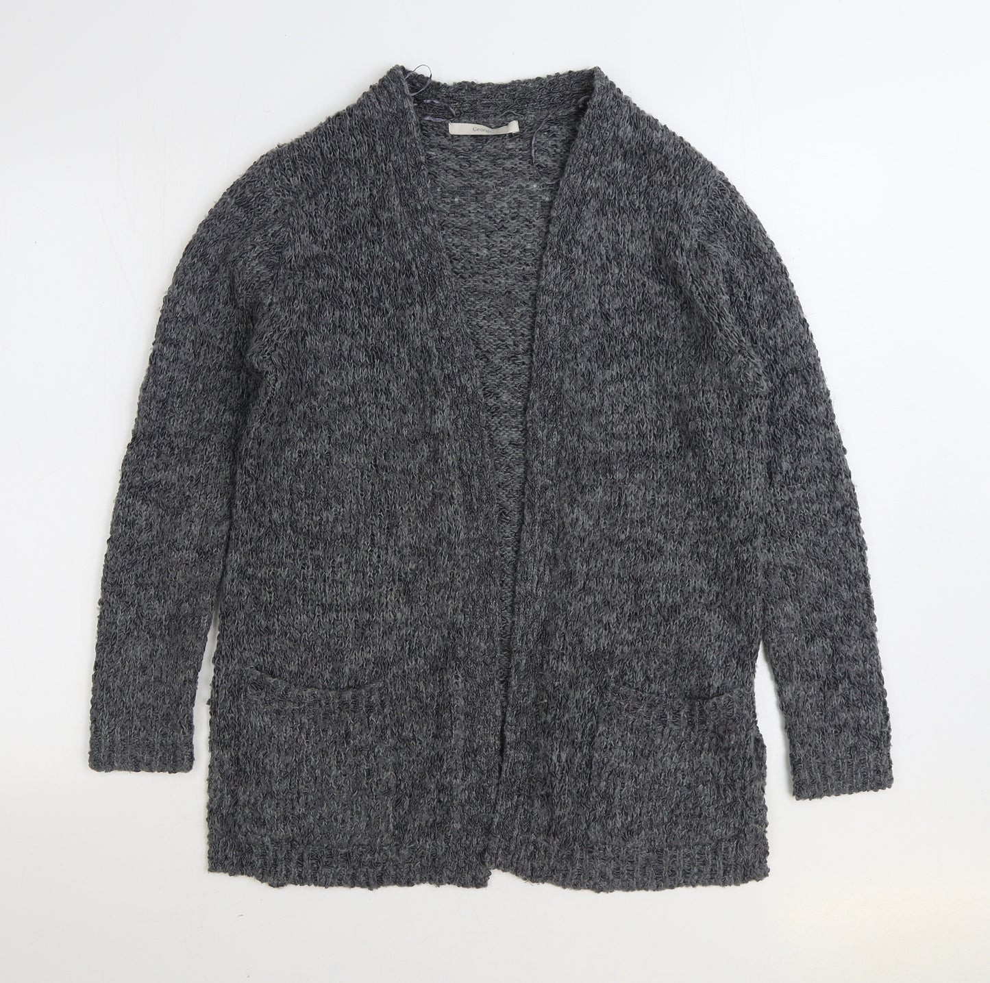 George Womens Grey V-Neck Polyester Cardigan Jumper Size 10