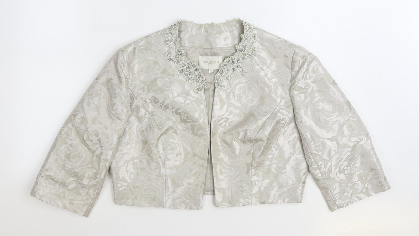 John Charles Womens Ivory Floral Jacket Blazer Size 16