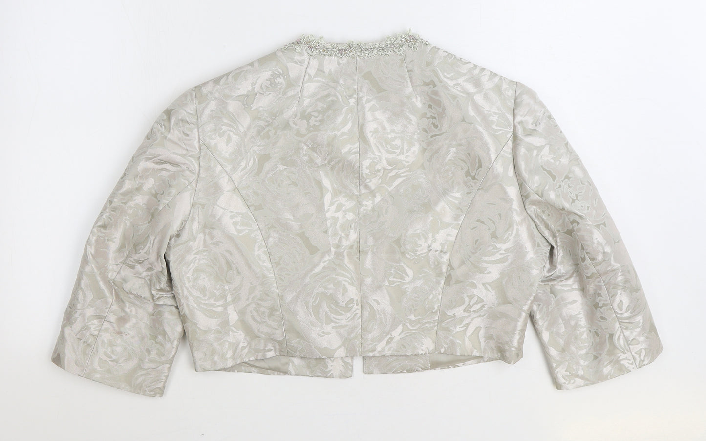 John Charles Womens Ivory Floral Jacket Blazer Size 16