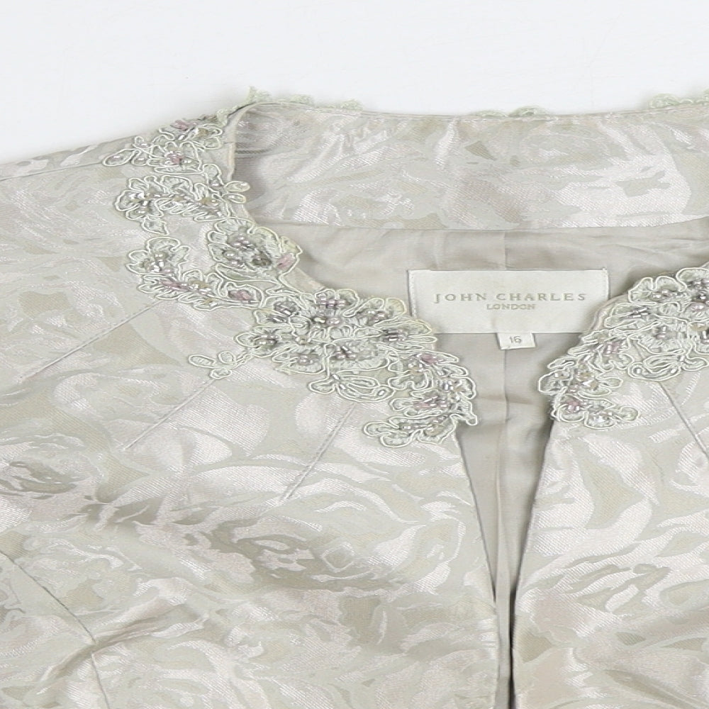John Charles Womens Ivory Floral Jacket Blazer Size 16