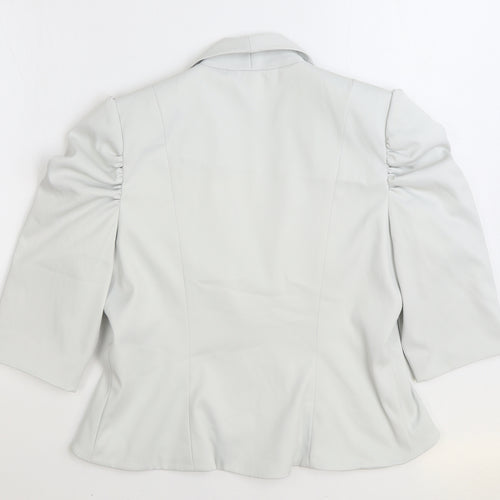 Ann Louise Roswald Womens Grey Jacket Blazer Size 16 Hook & Eye - 3/4 Sleeve