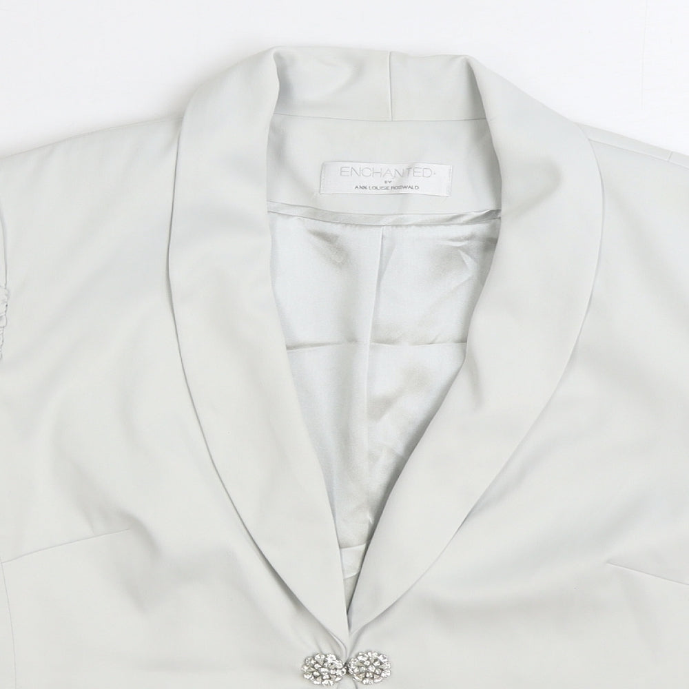 Ann Louise Roswald Womens Grey Jacket Blazer Size 16 Hook & Eye - 3/4 Sleeve