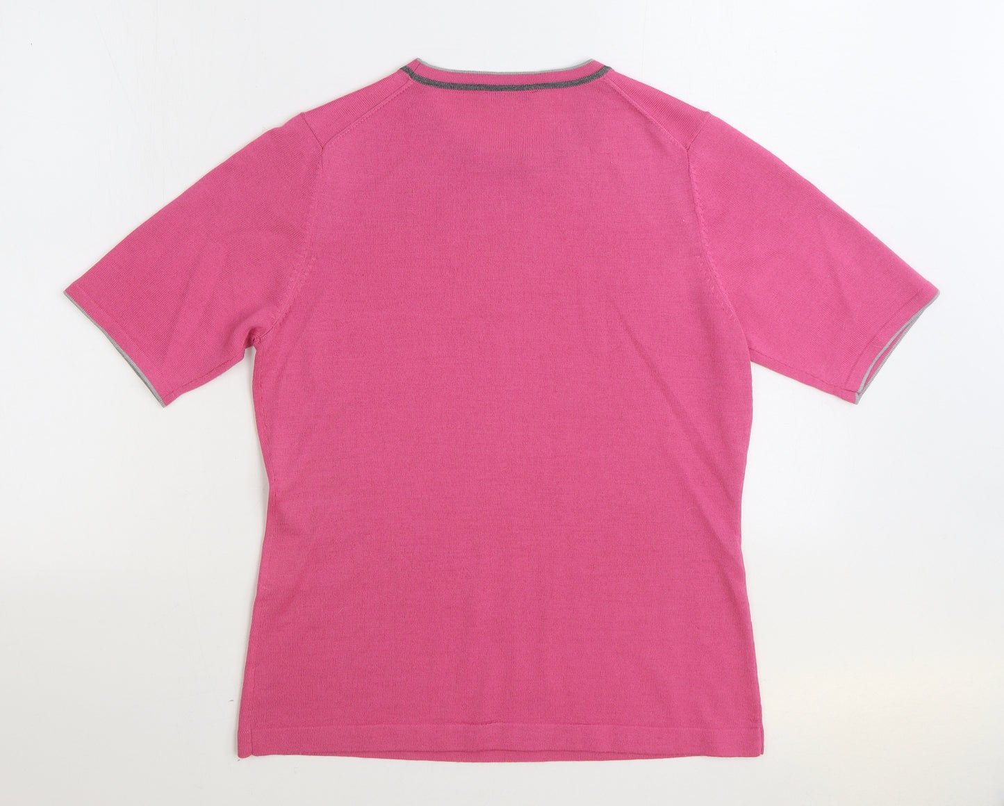 LUCIA Womens Pink Round Neck Wool Pullover Jumper Size 14