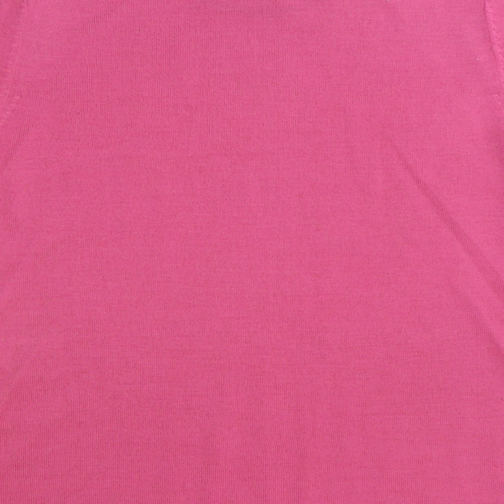 LUCIA Womens Pink Round Neck Wool Pullover Jumper Size 14