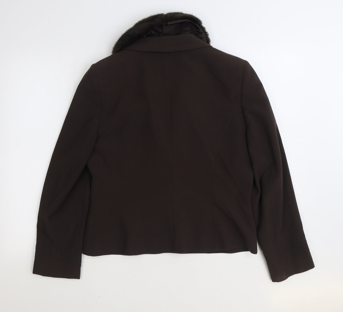 Alex & Co. Womens Brown Jacket Blazer Size 14 Button - Faux Fur