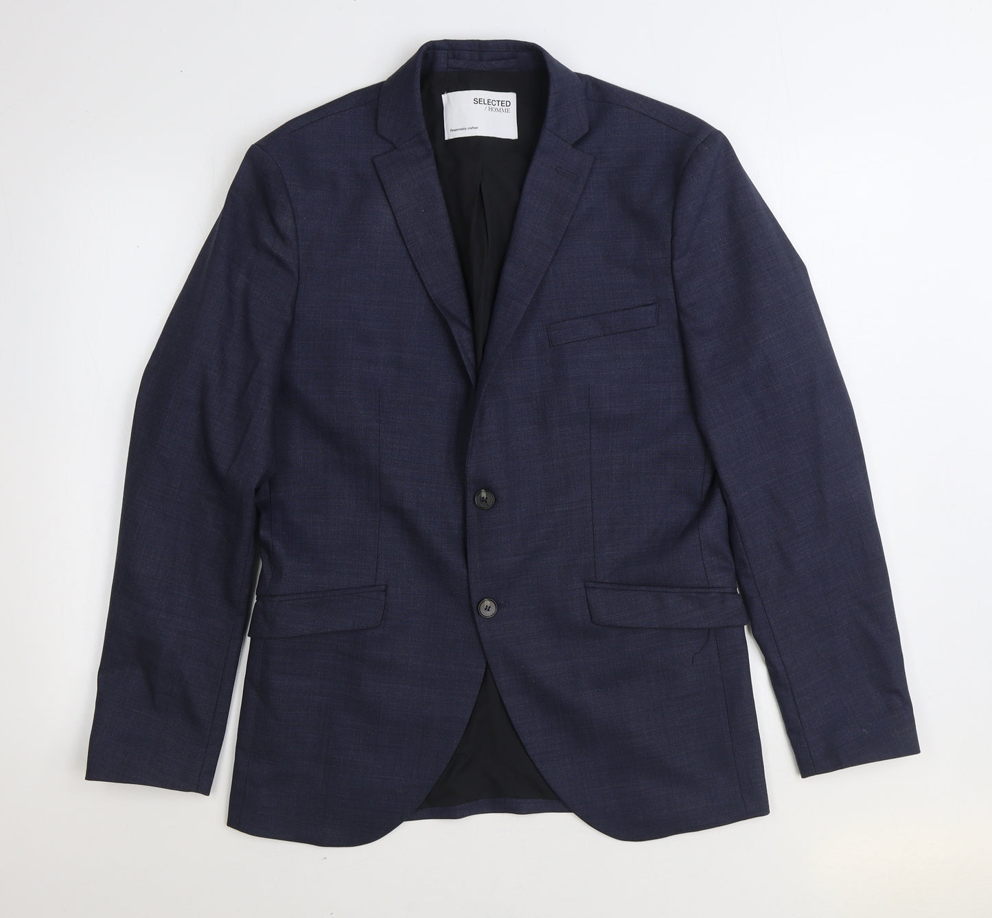 Selected Homme Mens Blue Wool Jacket Suit Jacket Size 38