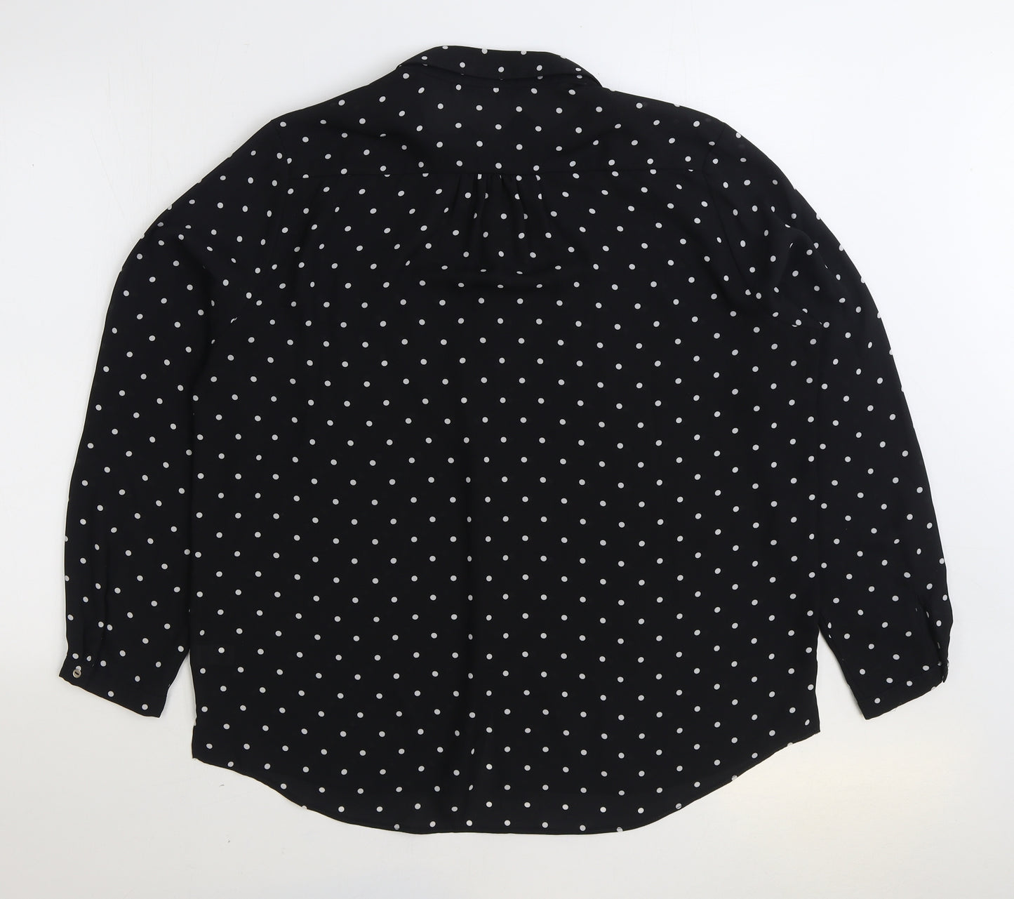 George Womens Black Polka Dot Polyester Basic Blouse Size 18 High Neck