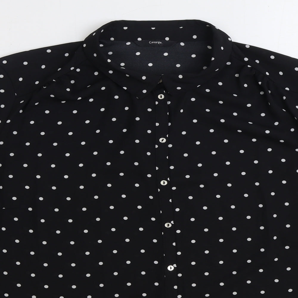 George Womens Black Polka Dot Polyester Basic Blouse Size 18 High Neck