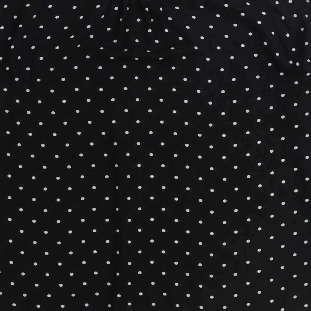 George Womens Black Polka Dot Polyester Basic Blouse Size 18 High Neck