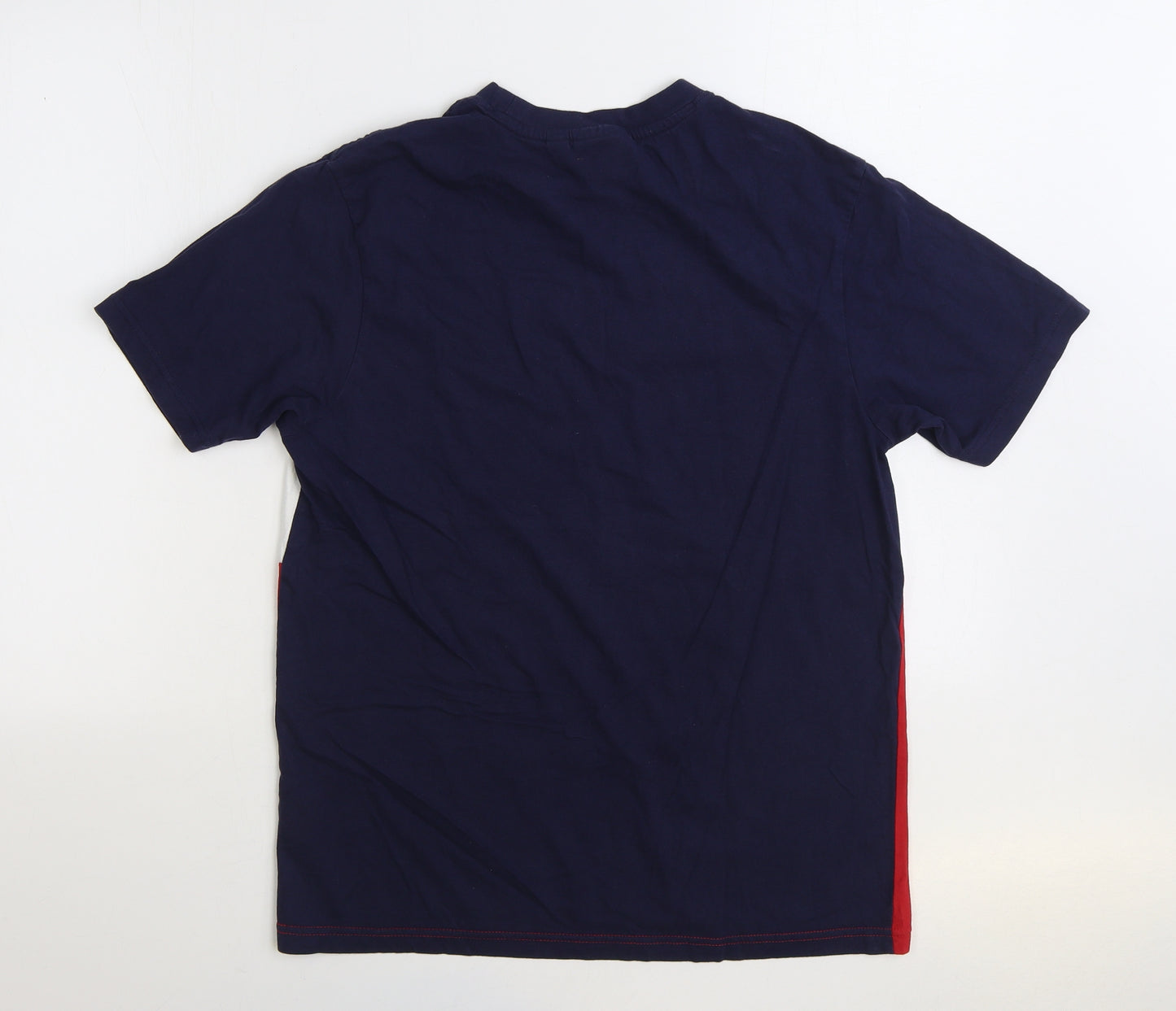 FILA Mens Multicoloured Colourblock Cotton T-Shirt Size M Round Neck