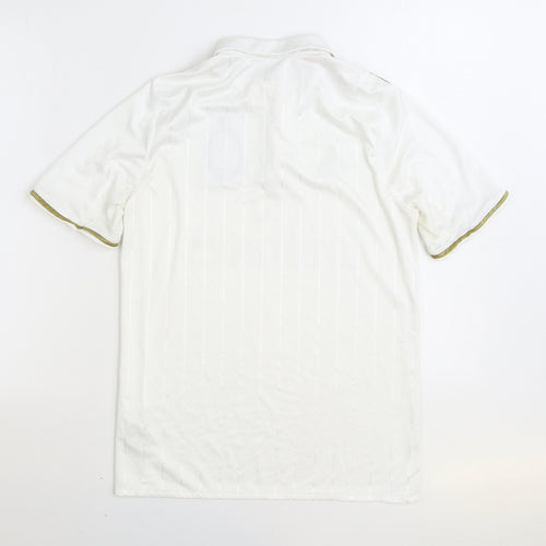 adidas Boys White Striped Polyester Basic Polo Size 15-16 Years Collared Button - AC Milan football club